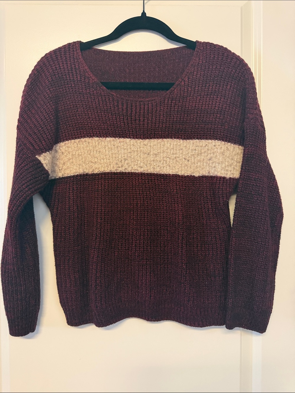 Women’s Maroon Stripe Sweater - Brand Unknown